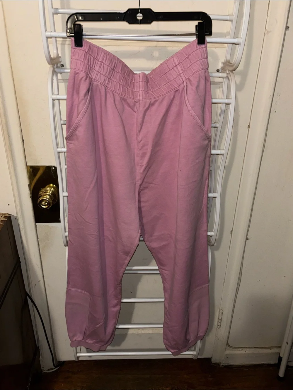 Free People Pink Elastic-Waist Jogger Lounge Athletic Casual Back To School